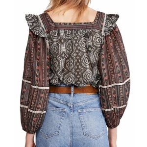 Free People Mostly Meadow Blouse (Black) NWT